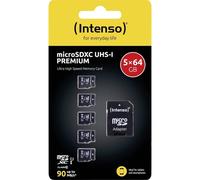 Scheda microSD Intenso 64GB UHS-I Classe 10 Confezione 5 pezzi