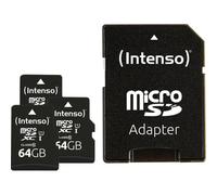Intenso Premium microSDXC - Scheda di memoria da 64 GB, classe 10 UHS-I, con adattatore SD, colore: Nero