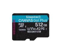 Scheda MicroSD Kingston Canvas Go Plus Gen4 512GB 200MB/s UHS-I U3 V30 A2
