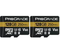 Scheda microSD V60 (128 GB), testata per dispositivi di schede SD di dimensioni intere, fino a 250 MB/s in lettura, 130 MB/s in scrittura di ProGrade Digital (Confezione da 2)