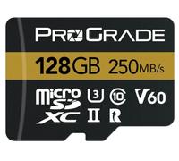 Scheda microSD V60 (128 GB), testata per dispositivi di schede SD di dimensioni intere, fino a 250 MB/s in lettura, 130 MB/s in scrittura di ProGrade Digital