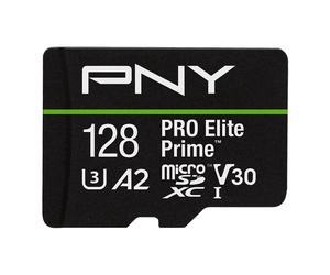 Scheda MicroSDXC PNY PRO Elite Prime da 128 GB 200 MB/s UHS-I U3 V30 A2 con adattatore SD