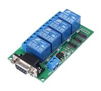 Scheda Relè RS232 Interruttore Telecomando 4 Canali con Interfaccia RS232 DB9 Femmina per Motore Auto e Porta Garage Smart Home