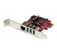 ST PEXUSB3S3GE - PCIe card, 3 port USB 3.0, optional low profile, with GbE