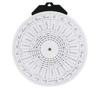 Scheda riferimento reversibile per la teoria della chitarra La faccia strutturata include i gradi della, le formule degli accordi e la guida alla notazione del rigo Ruota degli accordi della