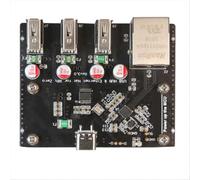 Scheda riser compatibile con RPi0-3U1ETH, dotata di porta Ethernet da 100 Mbps e 3 porte USB 2.0, per