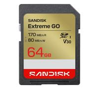 SANDISK Extreme Go - Scheda di memoria SD UHS-I da 64 GB, fino a 170 MB/s in lettura, 80 MB/s in scrittura, per video 4K per DSLR e fotocamere mirrorless