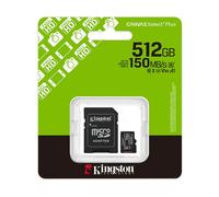 Kingston Canvas Select Plus Scheda di memoria microSD 512GB microSDXC Gen3 150MB/s A1 Adattatore SD incluso - SDCS3/512GB