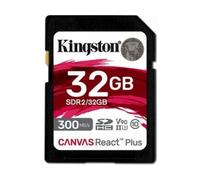 Kingston Technology 32GB Canvas React Plus SDHC UHS-II 300R/260W U3 V90 for Full HD/4K/8K