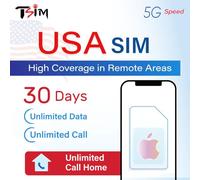 Scheda SIM USA per Turisti - Dati 5G Illimitati + Chiamate e SMS Illimitati | Copertura Elevata in Aree Remote | Piano di 30 Giorni | Numero USA & 10 GB Hotspot | Progettata per iPhone