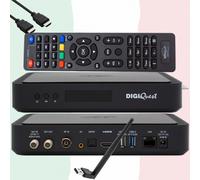 TiVuSat Card 4K UHD + DIGIQuest Q80 Ricevitore Combo 4K H.265 S2+T2 HEVC Set-Top Box, ricevitore TiVuSat certificato con scheda (NON ATTIVATA), lettore multimediale, WebRadio, 150 Wifi, HTS HDMI