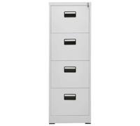 Schedario Grigio Chiaro 46x62x133 cm Acciaio 4 Cassetti | Acciaio resistente,serratura,guide a sfere 3 sezioni,fascicoli A4 e legale,45 kg per cassetto,180 kg totali,assemblaggio