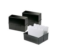 Schedario HAN DIN A5 orizzontale - 3 pz., traslucido, design attraente per 500 schede con cerniera in acciaio, nero, 975-13