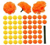 Schede di cavalcavia di Calendario, 100 Pezzi di Fiori di Calendula Artificiale 2.2 Fiori Finti con steli per Decorazioni per la casa di Diwali Decorazioni Morti Fai -da -Te, Giallo, Arancione
