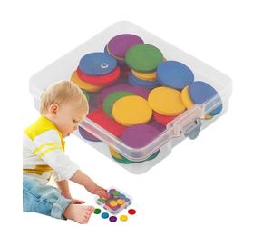 Schede di conteggio colorate - Contatori matematici rotondi in legno da 50 pezzi | Manipolanti educativi per bambini, giocattolo per lo sviluppo del cervello, segnalibri di Bingo, forniture di e