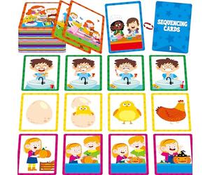 Schede di sequenziamento a 4 scene, gioco di carte a 72 sequenze per scuola materna, ordine e logica di apprendimento dei bambini, materiali per la logopedia per l'autismo