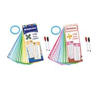 Schede didattiche sulle tabelline, tabelle di addizione, sottrazione, moltiplicazione, divisione per bambini, schede didattiche di matematica scolastica con 4 penne cancellabili a secco e 2 anelli