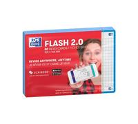 Schede flash, a quadretti, con cornice turchese, formato A6, confezione da 80