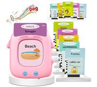 Schede Flash Cards Parlanti, Talking Flash Cards, 224 Parole Italiano/Inglese, Giochi Montessori 2 anni, Macchina per Schede Educazione Prescolare per Bambini, Rosa