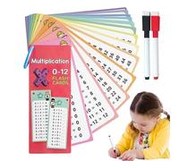 Schede flash di divisione,Schede flash di matematica, 15 x schede flash per studiare, Aiuti all'apprendimento della divisione equazioni matematiche con penne cancellabili a secco per classe o