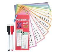 Schede flash di moltiplicazione, 15 carte di apprendimento di moltiplicazione e divisione e set di pratica di equazioni matematiche, include penne cancellabili a secco, ideali per la sala