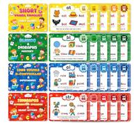Schede flash Phonics, schede flash con parole visive per la scuola materna, impara a leggere in 20 fasi foniche e giochi di fonica per bambini dai 4 agli 8 anni, adatte per asilo, primo e secondo