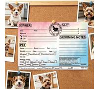 Schede per la toelettatura di gatti e cani, registri dei clienti del toelettatore, schede di registro dei servizi, dati aziendali, pagine dei clienti, adatte per toelettatori professionali di animali 