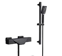 SCHEDI BACCHIO con miscelatore termostatico doccia lavandino da bagno Mixer e bambettiere Mixer Tocca con doccia e tubo a cascata Filler Mixer Tap-Black-A, Tocca per doccia da bagno Blacka