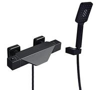 SCHEDI BACCHIO con miscelatore termostatico doccia lavandino da bagno Mixer e bambettiere Mixer Tocca con doccia e tubo a cascata Filler Mixer Tap-Black-A, Tocca per doccia da bagno Blacka