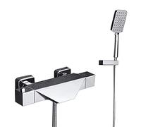 SCHEDI BACCHIO con miscelatore termostatico doccia lavandino da bagno Mixer e bambettiere Mixer Tocca con doccia e tubo a cascata Filler Mixer Tap-Black-A, Tocca per doccia da bagno Blacka