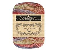 Scheepjes Stone Washed Flow 1x65g - 02 Elation, Rosso, Blu, Arancio Filati per Uncinetto e Maglieria