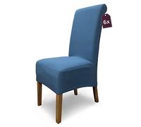 SCHEFFLER-Home 6x coprisedia stretch Emma/set di 6 coprisedia elastici blu/coprisedia in cotone come coprisedia/coprisedia swing chairs/coprisedia stretch come coprisedia