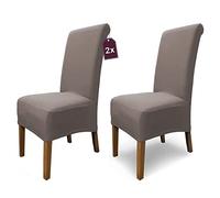 SCHEFFLER-Home Coprisedie Emma/Set di 2 Copri Sedie da Pranzo Elastici/Sedie da Pranzo/Coprisedie Elasticizzato in Cotone con Fascia Elastica/Coprisedie Eleganti, Talpa