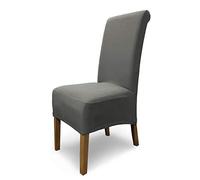 SCHEFFLER-Home Coprisedie Emma/Set di 4 Copri Sedie da Pranzo Elastici/Sedie da Pranzo/Coprisedie Elasticizzato in Cotone con Fascia Elastica/Coprisedie Eleganti, Grigio
