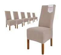 SCHEFFLER-Home Coprisedie Emma/Set di 6 Copri Sedie da Pranzo Elastici/Sedie da Pranzo/Coprisedie Elasticizzato in Cotone con Fascia Elastica/Coprisedie Eleganti, Talpa