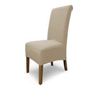 SCHEFFLER-Home Coprisedie Emma/Set di 6 Copri Sedie da Pranzo Elastici/Sedie da Pranzo/Coprisedie Elasticizzato in Cotone con Fascia Elastica/Coprisedie Eleganti, Beige