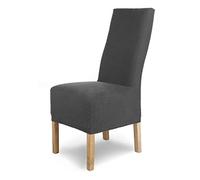 SCHEFFLER-Home Coprisedie Luna-Long/Set di 4 Copri Sedie da Pranzo Elastici/Sedie da Pranzo/Coprisedie Elasticizzato in Flanella con Fascia Elastica/Coprisedie Eleganti, Antracite