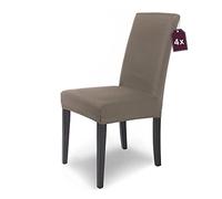 SCHEFFLER-HOME Housse de chaise élastique « Mia » en microfibre/lot de 4 / taupe/housse de chaise élégante/revêtement pour chaises et sièges