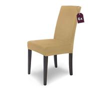 SCHEFFLER-HOME Housse de chaise élastique « Mia » en microfibre/lot de 6 / beige/housse de chaise élégante/revêtement pour chaises et sièges