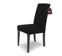 SCHEFFLER-HOME Housse de chaise élastique « Mia » en microfibre/lot de 6 / noir/housse de chaise élégante/revêtement pour chaises et sièges