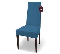 SCHEFFLER-HOME Housse de chaise élastique « Natalie » en coton élastique/lot de 4 / blu/couverture stretch/revêtement pour chaises et sièges