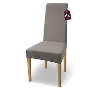 SCHEFFLER-HOME Housse de chaise élastique « Natalie » en coton élastique/lot de 6 / taupe/couverture stretch/revêtement pour chaises et sièges