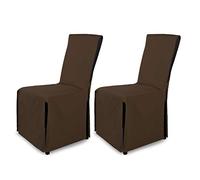 SCHEFFLER-HOME Housse de chaise « Mila » / lot de 2 / marron/housse de chaise élastique avec nœud/housse de chaise extensible/revêtement de chaise moderne