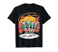 Scheletri danzanti con Cappelli di Babbo Natale Luci di Natale Maglietta