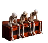Scheletri Per Halloween 3 Pezzi Decorazioni Realistiche Di Statue Sedute | Statue Di Halloween Per Soggiorno, Feste, Case Infestate, Scuola, Sfondo Fotografico E Negozio