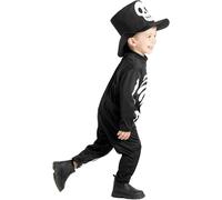 Scheletrino Costume Travestimento Halloween Tutina Baby Con Cappello