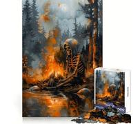 Scheletro accanto al fuoco, puzzle da 1000 pezzi per adulti, regalo, gioco di logica fine, svago delicato, bordi puliti, regalo delizioso 38x52cm