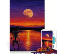 Scheletro al tramonto sul lago - Puzzle da 1000 pezzi per adulti - Gioco di logica puro - Divertimento rilassante - Taglio netto 38x26cm
