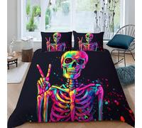 Scheletro arcobaleno Copripiumino Singolo 135x200 cm Arte astratta colorata Stampa Set Copripiumino Microfibra Morbido Copripiumino Bambino con 1 Federe 50x75 cm (Dz3522)