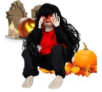 Scheletro Artificiale Halloween Pianto Attivato Dal Suono Con Capelli